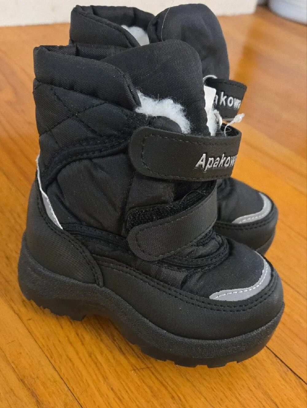 Kids Black Winter Boots with Faux Fur Lining